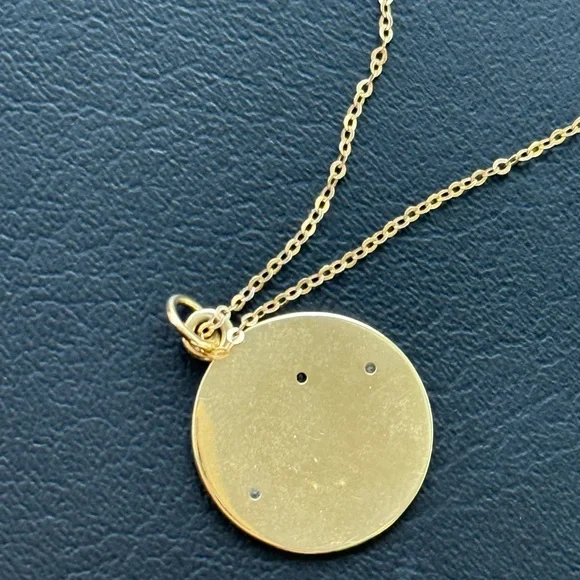 Gold, Diamond, Aquamarine Initial Pendant Necklace - Picture 4 of 5